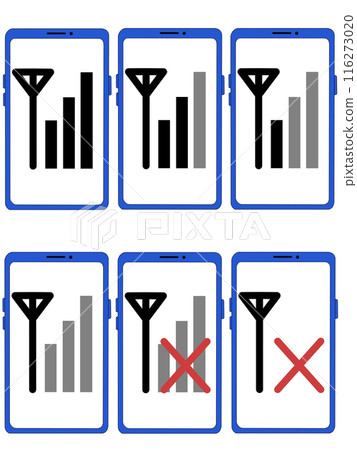 A set of antennas displayed inside a smartphone (blue) (screen transparent) A set of antennas displayed inside a smartphone (blue) (screen transparent) 116273020