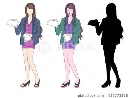 People: Woman handing out paper 116273116