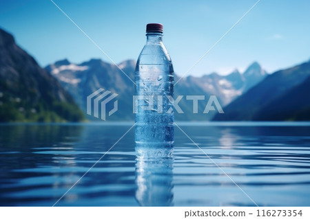 Water bottle aesthetic scenery blue background ultra realistic Water bottle aesthetic scenery blue background ultra realistic 116273354