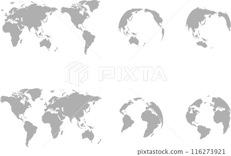 Set of various monochrome world maps Set of various monochrome world maps 116273921
