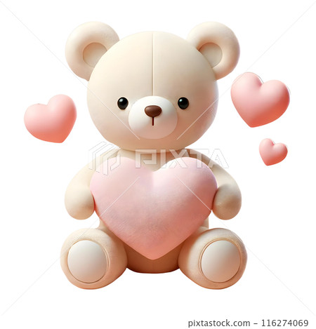 3d teddy bear with hearts  116274069