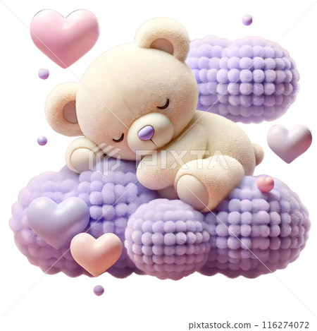 3d teddy bear sleeping on the cloud  116274072