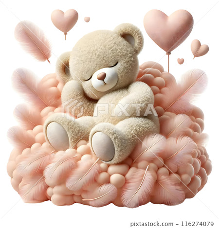 3d teddy bear sleeping on the cloud  116274079
