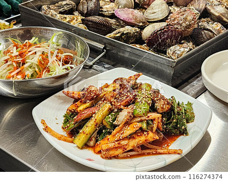 korean food. Oyster spicy sauce Salad 116274374