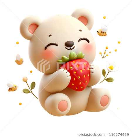 3d teddy bear with strawberry 116274439
