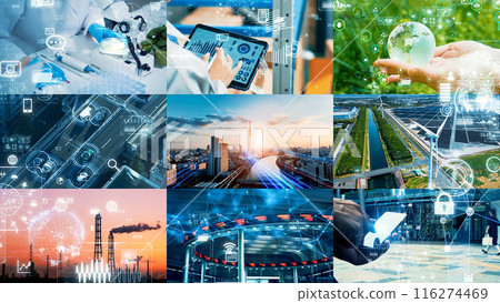 Technology image collage in various fields 116274469