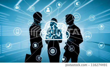 跨國集團在辦公室和雲計算中交談 116274491