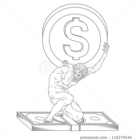 Titan Atlas holding economy arrow 116274544