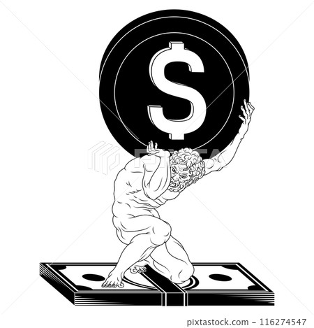 Titan Atlas holding economy arrow Titan Atlas holding economy arrow 116274547