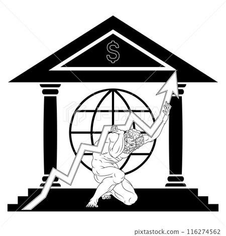 Titan Atlas holding economy arrow 116274562