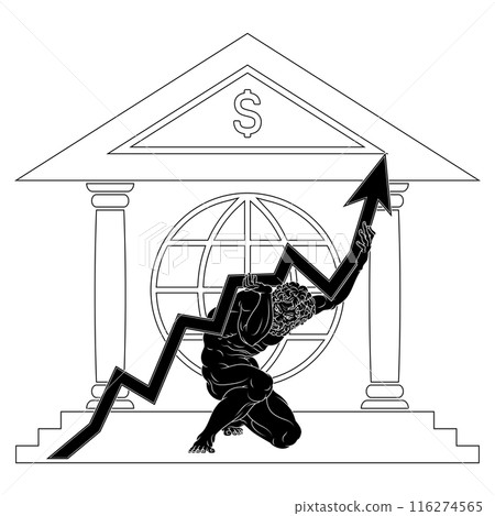 Titan Atlas holding economy arrow 116274565