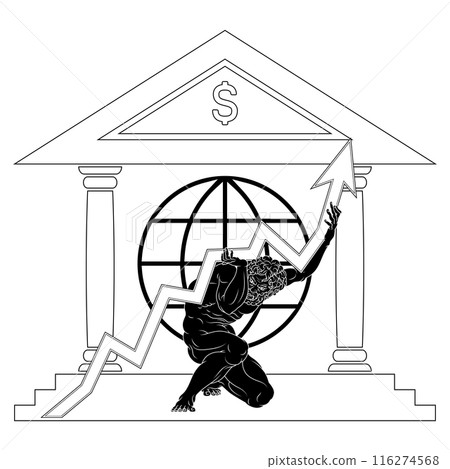 Titan Atlas holding economy arrow Titan Atlas holding economy arrow 116274568