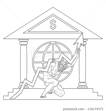 Titan Atlas holding economy arrow Titan Atlas holding economy arrow 116274571
