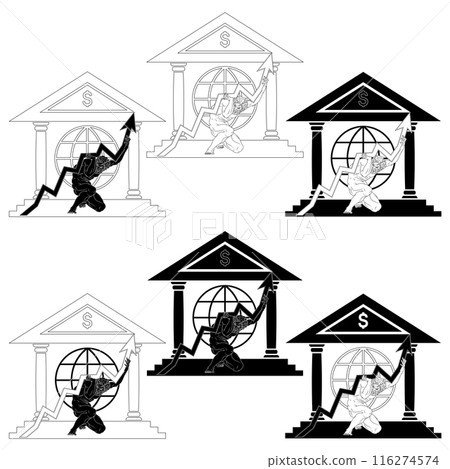 Titan Atlas holding economy arrow Titan Atlas holding economy arrow 116274574
