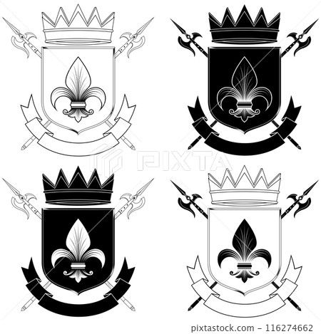 Medieval Coat of Arms with Halberd 116274662