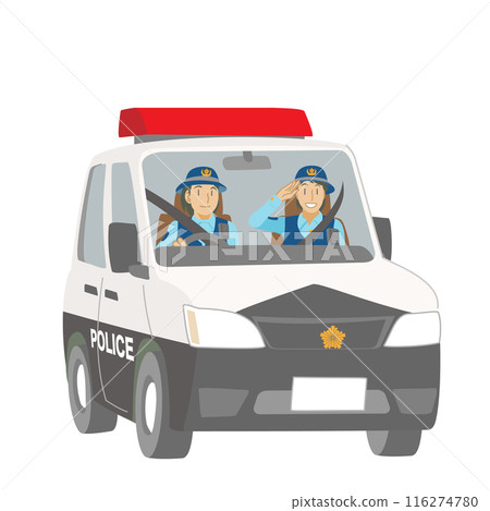 女警駕駛迷你警車插畫 116274780