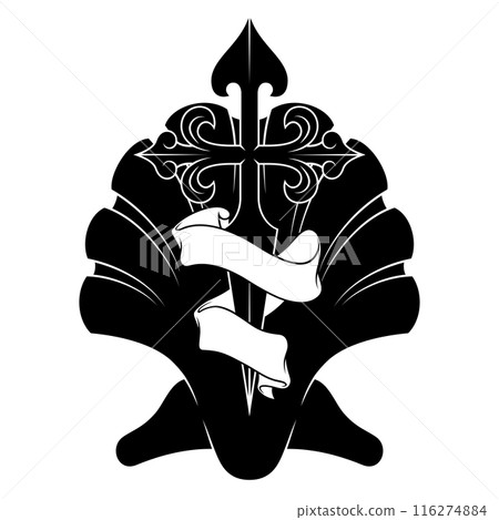 Cross of the apostle Santiago with ribbon 116274884