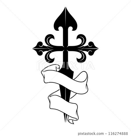 Cross of the apostle Santiago with ribbon Cross of the apostle Santiago with ribbon 116274888