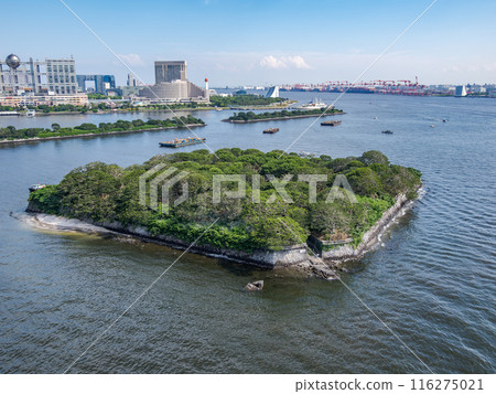 The uninhabited island "The Sixth Battery" in Tokyo Bay and the view of Odaiba The uninhabited island "The Sixth Battery" in Tokyo Bay and the view of Odaiba 116275021