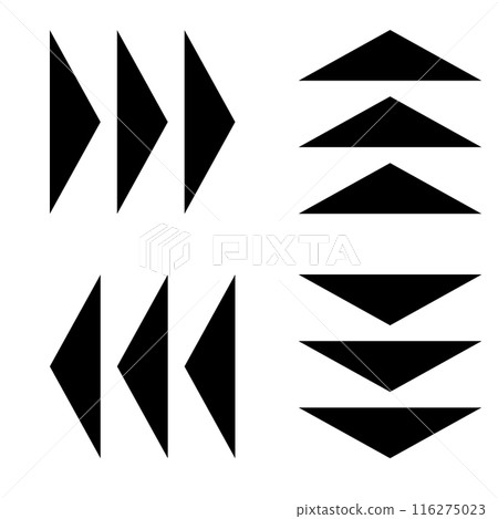 Black triangular arrows in various orientations 116275023