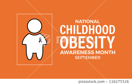 National Childhood Obesity Awareness month. Greeting card, poster, Ribbon, banner, Vector Template. National Childhood Obesity Awareness month. Greeting card, poster, Ribbon, banner, Vector Template. 116275526