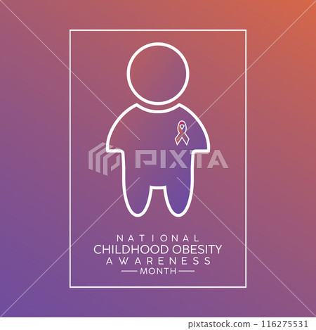 National Childhood Obesity Awareness month. Greeting card, poster, Ribbon, banner, Vector Template. National Childhood Obesity Awareness month. Greeting card, poster, Ribbon, banner, Vector Template. 116275531