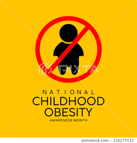 National Childhood Obesity Awareness month. Greeting card, poster, Ribbon, banner, Vector Template. National Childhood Obesity Awareness month. Greeting card, poster, Ribbon, banner, Vector Template. 116275532