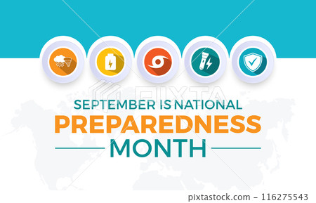 National Preparedness Month. Emergency concept Greeting card, poster, Ribbon, banner, Vector Template. 116275543