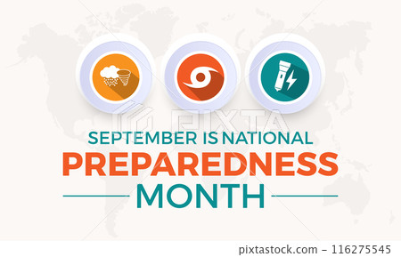 National Preparedness Month. Emergency concept Greeting card, poster, Ribbon, banner, Vector Template. National Preparedness Month. Emergency concept Greeting card, poster, Ribbon, banner, Vector Template. 116275545