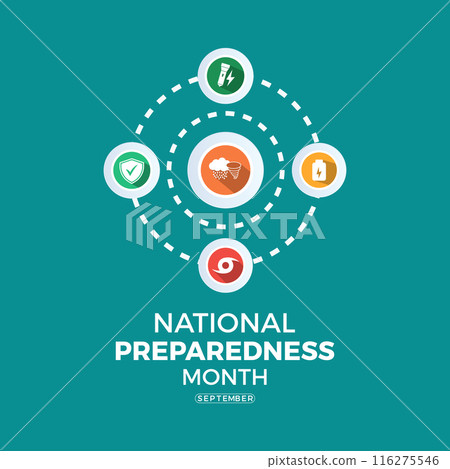 National Preparedness Month. Emergency concept Greeting card, poster, Ribbon, banner, Vector Template. 116275546
