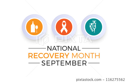 National Recovery Month in september. Health Care concept Greeting card, poster, Ribbon, banner, Vector Template. National Recovery Month in september. Health Care concept Greeting card, poster, Ribbon, banner, Vector Template. 116275562