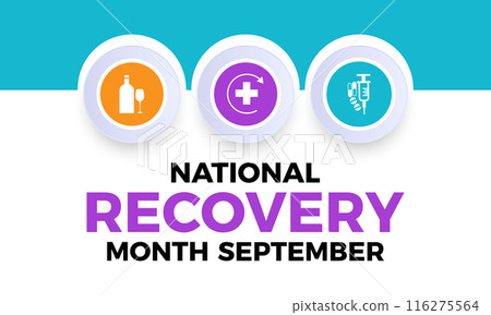 National Recovery Month in september. Health Care concept Greeting card, poster, Ribbon, banner, Vector Template. National Recovery Month in september. Health Care concept Greeting card, poster, Ribbon, banner, Vector Template. 116275564