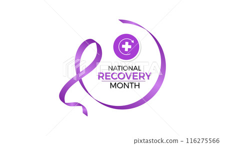 National Recovery Month in september. Health Care concept Greeting card, poster, Ribbon, banner, Vector Template. National Recovery Month in september. Health Care concept Greeting card, poster, Ribbon, banner, Vector Template. 116275566