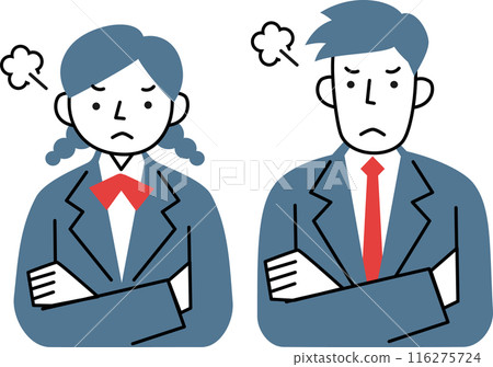 Set of angry female and male students upper body 116275724