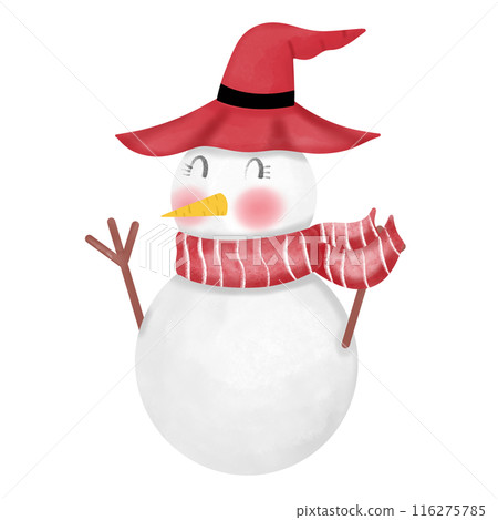 Snowman with Red Scarf and Hat Logo Sticker. Snowman with Red Scarf and Hat Logo Sticker. 116275785