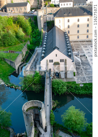 Central Luxembourg quarter Gronn with Pont du Stierchen over Alzette river summer time Central Luxembourg quarter Gronn with Pont du Stierchen over Alzette river summer time 116275871