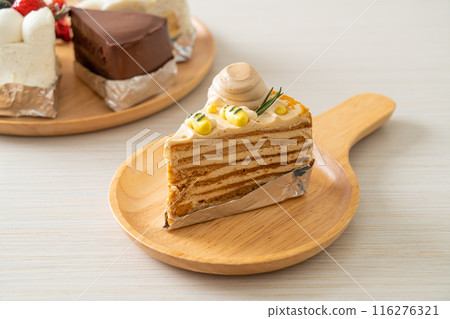 Russian honey cake on plate 116276321