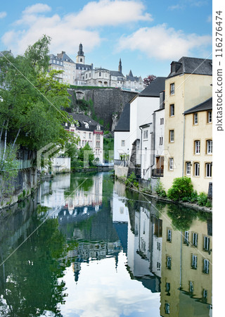 Central Luxembourg downtown quarter Gronn with Alzette river summer time 116276474