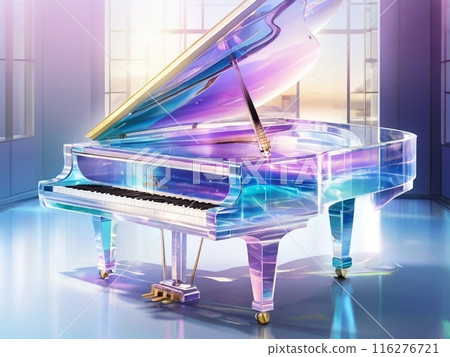 閃耀著粉紅色和藍色光芒的水晶鋼琴 閃耀著粉紅色和藍色光芒的水晶鋼琴 116276721