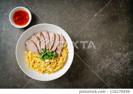 dried duck noodles in white bowl dried duck noodles in white bowl 116276846