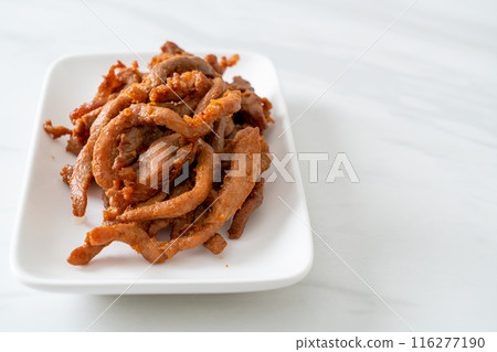 Sun-Dried Pork on white plate Sun-Dried Pork on white plate 116277190