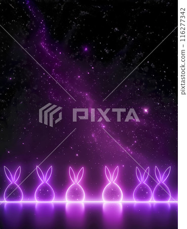 CG material: Neon rabbit and space image material 116277342
