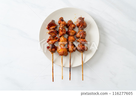 grilled chicken gizzard skewer yakitori serve in izakaya style 116277605
