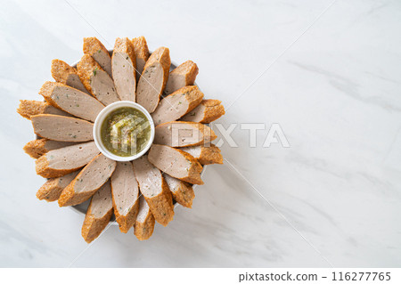 fried fish cake or fish ball 116277765