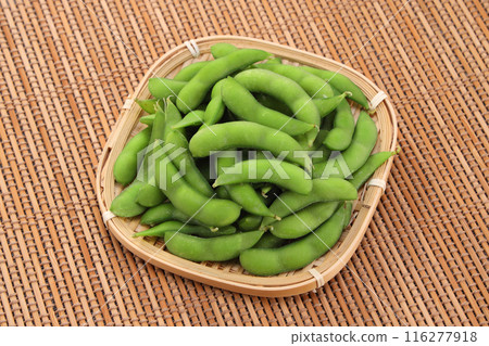 漏勺中的新鮮毛豆 116277918
