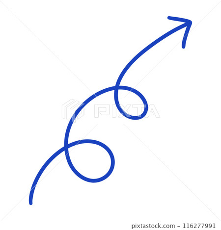 Blue Ink Curved Arrow illustration Curve Arrow Wave Arrow Wavy Arrow Design 116277991