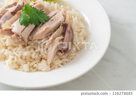 Hainanese Chicken Rice or steamed rice with chicken Hainanese Chicken Rice or steamed rice with chicken 116278085