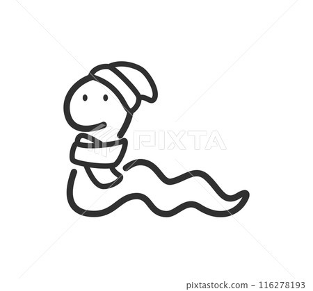 Illustration of a snake wearing a knitted hat and scarf Illustration of a snake wearing a knitted hat and scarf 116278193