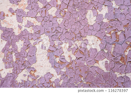 Old peeling paint background. Old flakes pink paint texture wall surface Old peeling paint background. Old flakes pink paint texture wall surface 116278397