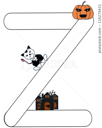 English alphabet in Halloween theme 116278431